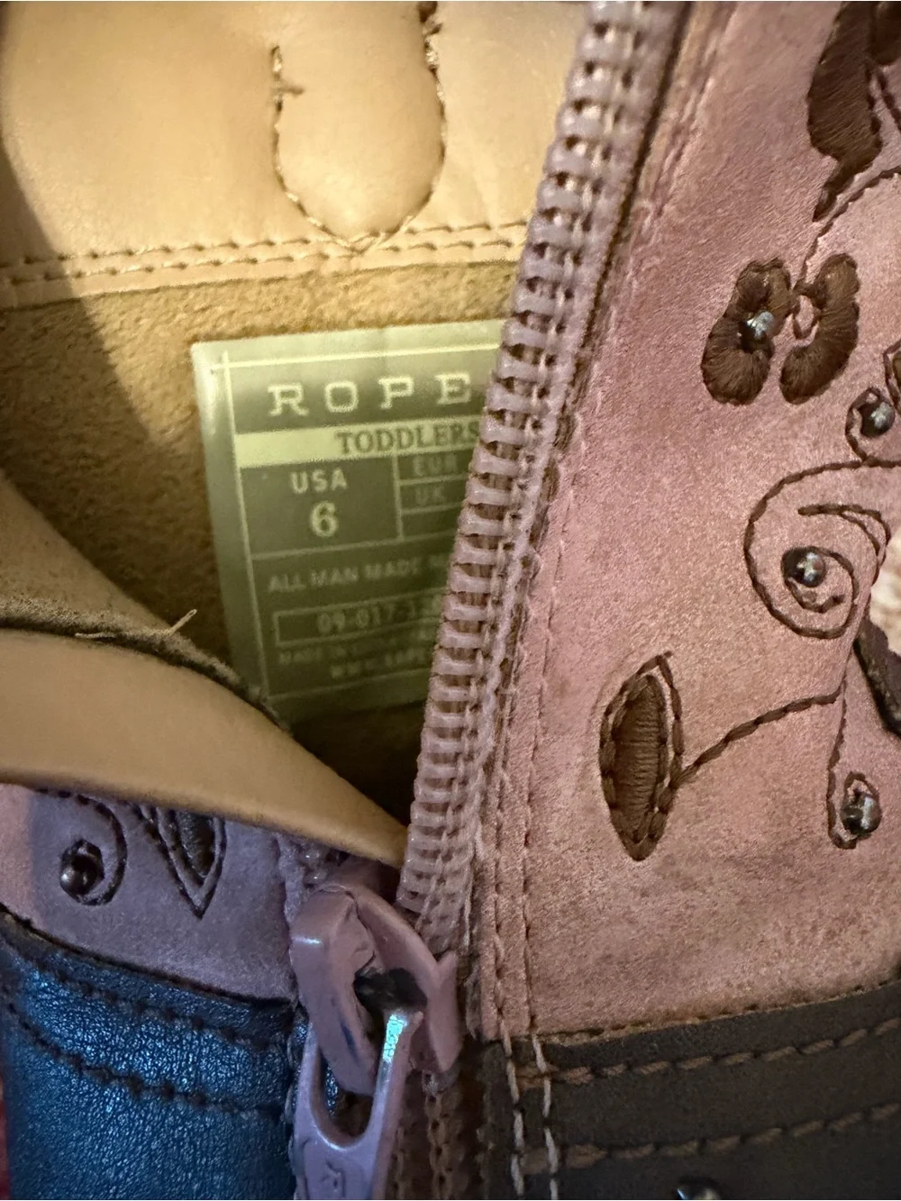 Roper Brown and Pink Kids' Western Boots